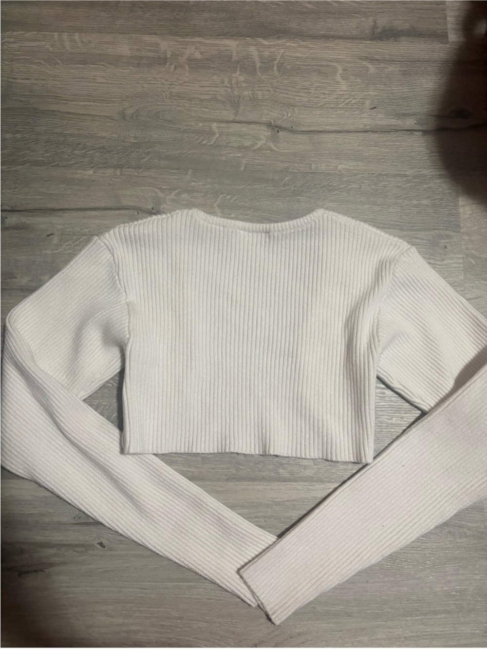 3 for $14 Ardene Cream Ribbed Crop Cardigan size medium - Picture 3 of 3